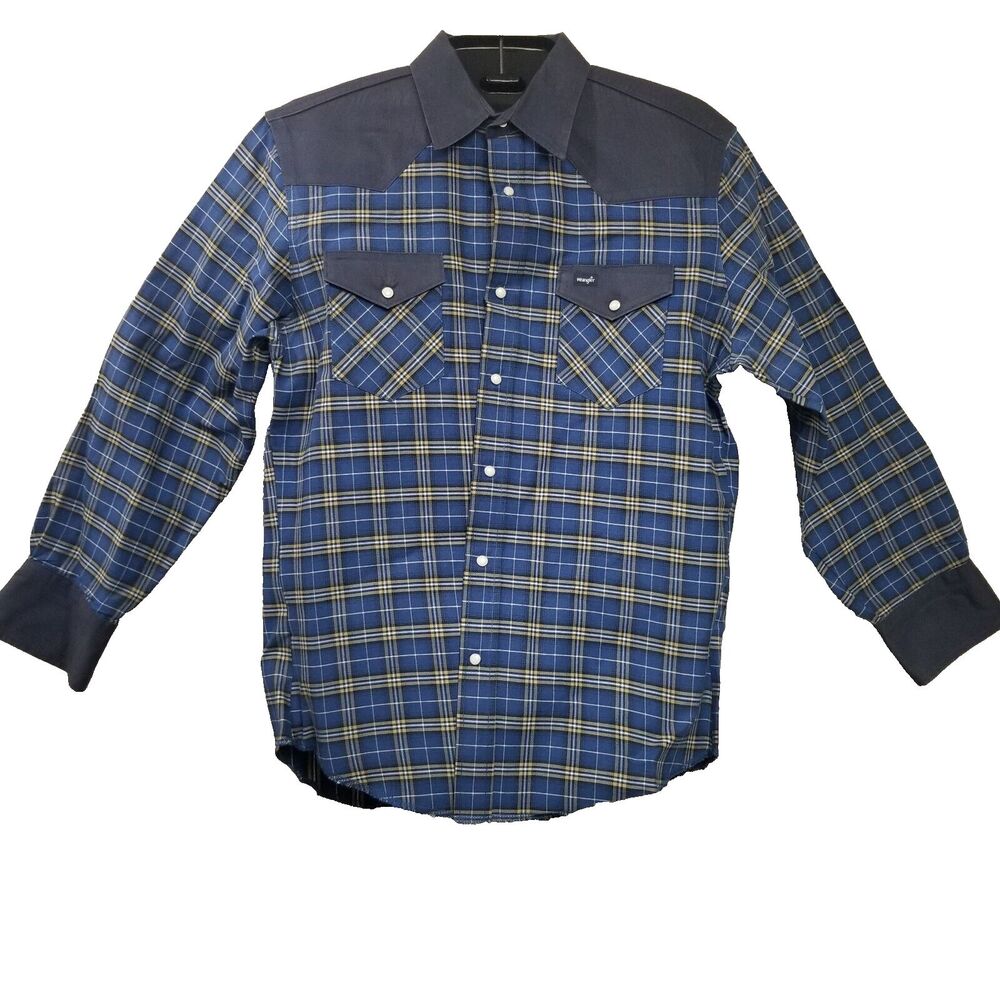 Wrangler Men's 2XL Western Long Sleeve Pearl Snap Shirt  Gray White Plaid